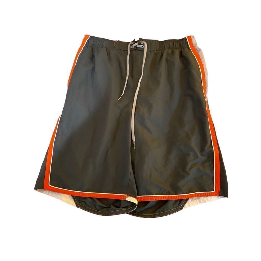 Nike, men’s swim trunks, shorts, gray and orange with pockets size extra large